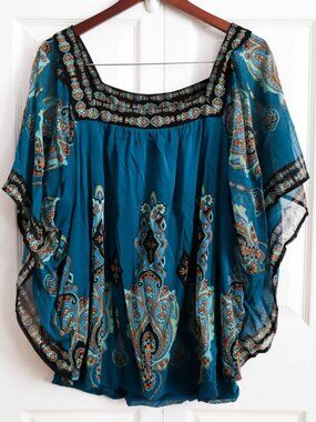 INC International Concepts Woman Flowy Boho Peasant Top Plus Size 3x